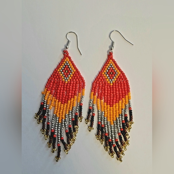 Seed Bead Fringe Earrings / One Pair - Picture 1 of 2